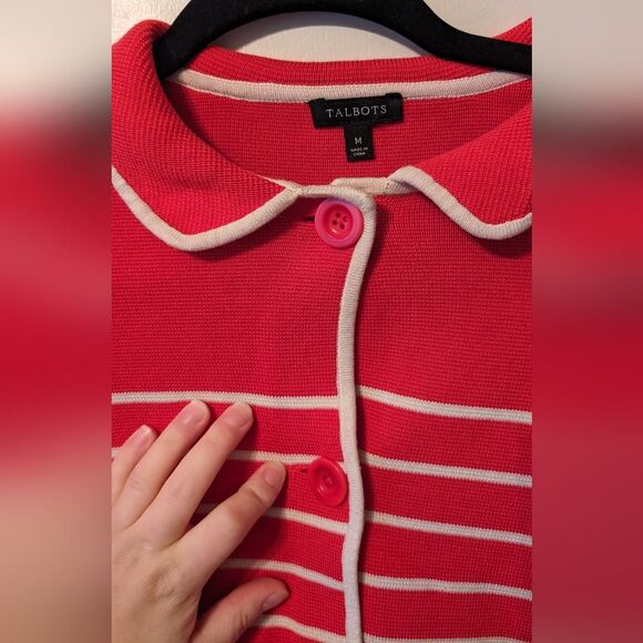 Talbot's Pink Blazer Button Up Sweater Size Medium - Picture 2 of 5